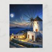 Mykonos, Griechenland Windmühle Night Postkarte (Vorderseite)