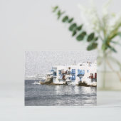Mykonos, griechische Gebäude an der Wasserfront Postkarte (Stehend Vorderseite)