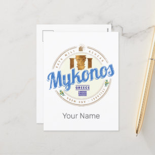Mykonos Kykladen Griechenland Vintage-Souvenir Feiertagspostkarte