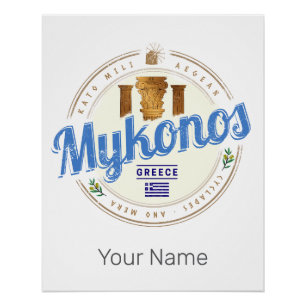 Mykonos Kykladen Griechenland Vintage-Souvenir Poster