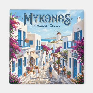 Mykonos Kykladen Reise Straße Griechenland Magnet