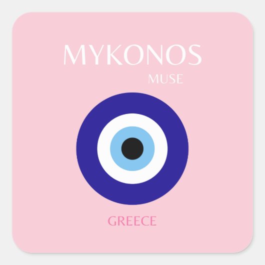 Mykonos-Maus, Mykonos, Rosa Quadratischer Aufkleber (Vorderseite)