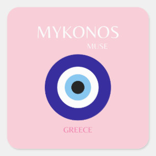 Mykonos-Maus, Mykonos, Rosa Quadratischer Aufkleber