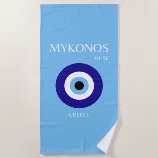 Mykonos Muse, blau Strandtuch (Vorderseite)