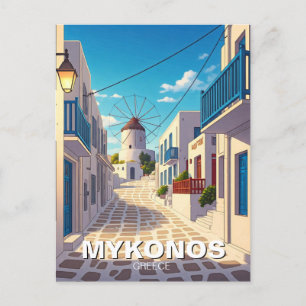 Mykonos Path Greece Cyclades Travel Postkarte