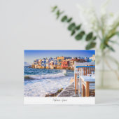 Mykonos Postkarte mit Little Venice, Griechenland (Stehend Vorderseite)