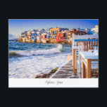 Mykonos Postkarte mit Little Venice, Griechenland<br><div class="desc">Mykonos Postkarte mit Little Venice, Griechenland. Berühmte griechische Inseln.</div>