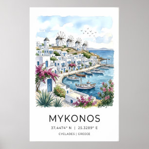 Mykonos-Reiseposter Küstenlandschaft Poster