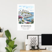 Mykonos-Reiseposter Küstenlandschaft Poster (Heimbüro)