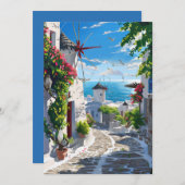 Mykonos Sea View Street Einladung (Vorne/Hinten)