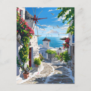 Mykonos Sea View Street Postkarte