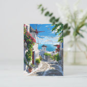 Mykonos Sea View Street Postkarte (Stehend Vorderseite)