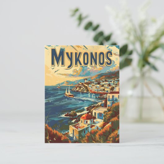Mykonos Vintag Postkarte (Stehend Vorderseite)