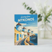 Mykonos Vintag Postkarte (Stehend Vorderseite)