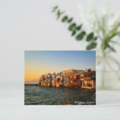 Mykonos wenig Venedigviertelsonnenuntergang, Postkarte (Stehend Vorderseite)