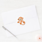 Mynci Orange Runder Aufkleber (Umschlag)