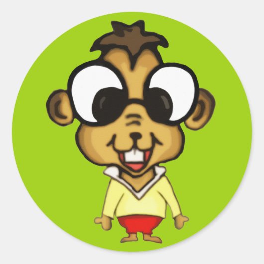 Myopic Chipmunk-Sticker Runder Aufkleber (Vorderseite)