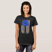 Myositis Awareness Blue Ribbon Sunflower American T-Shirt (Vorne ganz)