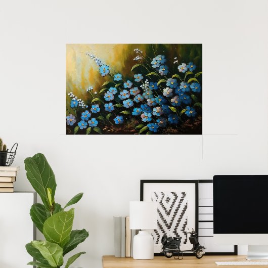 Myosotis Blume Ölfarbe Poster (Heimbüro)