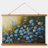 Myosotis Blume Ölfarbe Wandteppich Mit Holzrahmen (Vorne)