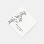 Myosotis Wildblume Vergiss-me-nicht Boho Schwarz-w Serviette (Ecke)