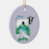 Myotonic Goat Wreath Holiday Keramikornament (Rechts)
