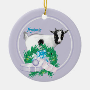 Myotonic Goat Wreath Holiday Keramikornament