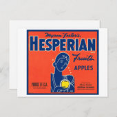 Myron Foster's Hesperian Frucht Apple Crate Labels Postkarte (Vorne/Hinten)
