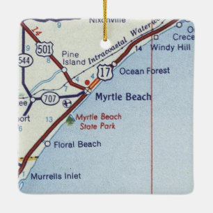 Myrte Beach Vintage Karte Keramikornament