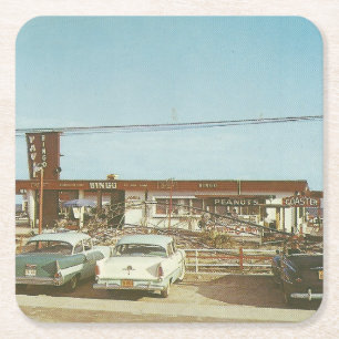 Myrte Beach, Vintage Sicht Rechteckiger Pappuntersetzer