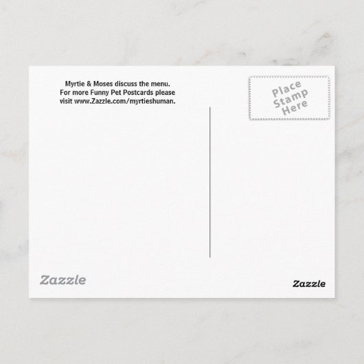Myrtie & Moses Diskutieren Sie das Menü Postkarte (Rückseite)