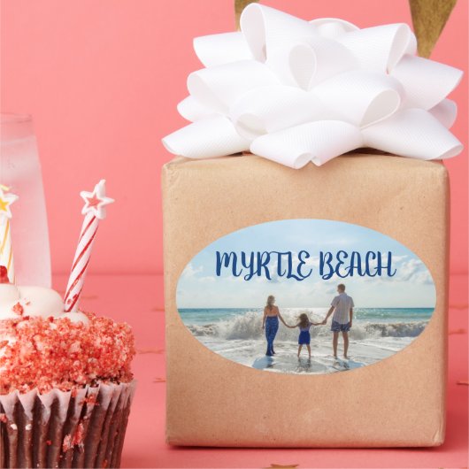 Myrtle Beach Ändern Sie das Strand-Souvenir Ovaler Aufkleber (Party)