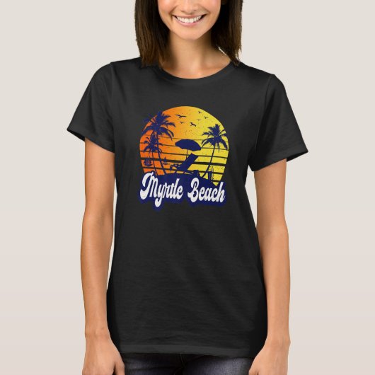 Myrtle Beach Carolina Sunset Beach Retro Premium T-Shirt (Vorderseite)