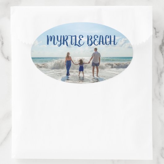 Myrtle Beach Change to Any Beach Souvenir Ovaler Aufkleber (Tasche)