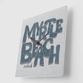 Myrtle Beach Denim-Buchstabe Quadratische Wanduhr (Winkel)