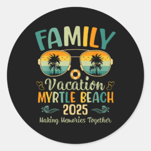Myrtle Beach Familienurlaub 2025 passender Sommer Runder Aufkleber