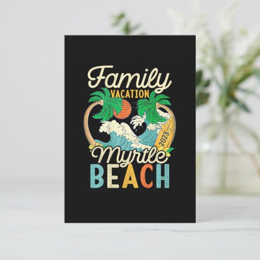 Myrtle Beach Family Vacation 2023 Matching Retro C Einladung (Stehend Vorderseite)