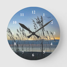 Myrtle Beach Grass Sunrise Foto Runde Wanduhr
