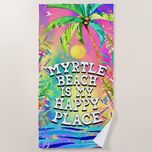 Myrtle Beach ist mein Happy Place Beach Handtuch (Vorderseite)