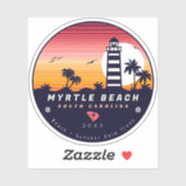 Myrtle Beach Leuchtturm SC Retro Sunset Souvenirs Aufkleber (Blatt)