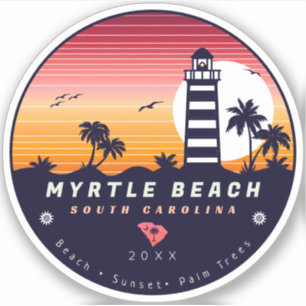 Myrtle Beach Leuchtturm SC Retro Sunset Souvenirs Aufkleber