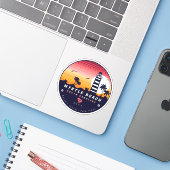 Myrtle Beach Leuchtturm SC Retro Sunset Souvenirs Aufkleber (Laptop mit iPhone)