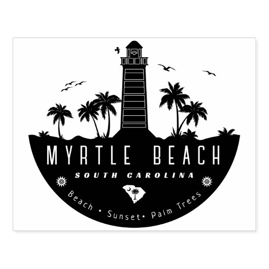 Myrtle Beach Leuchtturm SC Retro Sunset Souvenirs Gummistempel (Prägung)