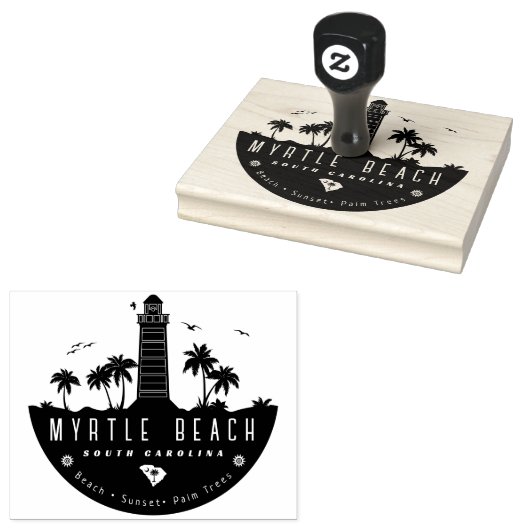 Myrtle Beach Leuchtturm SC Retro Sunset Souvenirs Gummistempel (Stempel)