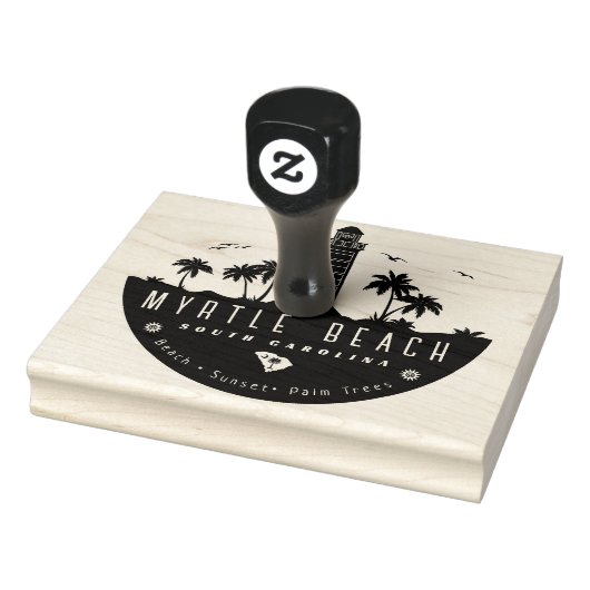 Myrtle Beach Leuchtturm SC Retro Sunset Souvenirs Gummistempel (Stempel)