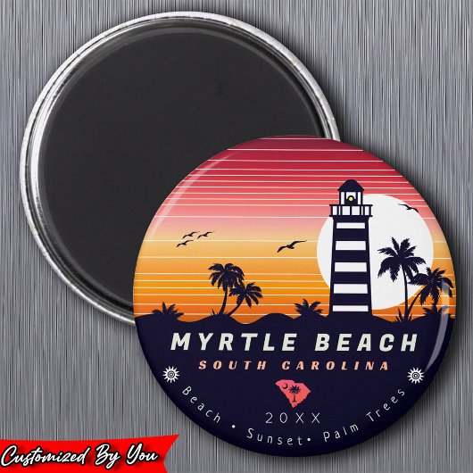 Myrtle Beach Leuchtturm SC Retro Sunset Souvenirs Magnet