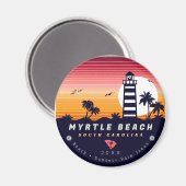Myrtle Beach Leuchtturm SC Retro Sunset Souvenirs Magnet (Vorderseite/Rückseite)