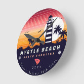 Myrtle Beach Leuchtturm SC Retro Sunset Souvenirs Runde Wanduhr (Winkel)