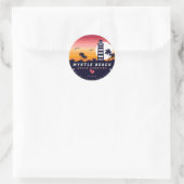 Myrtle Beach Leuchtturm SC Retro Sunset Souvenirs Runder Aufkleber (Tasche)