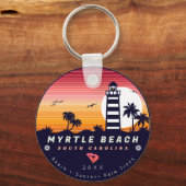 Myrtle Beach Leuchtturm SC Retro Sunset Souvenirs Schlüsselanhänger (Vorderseite)